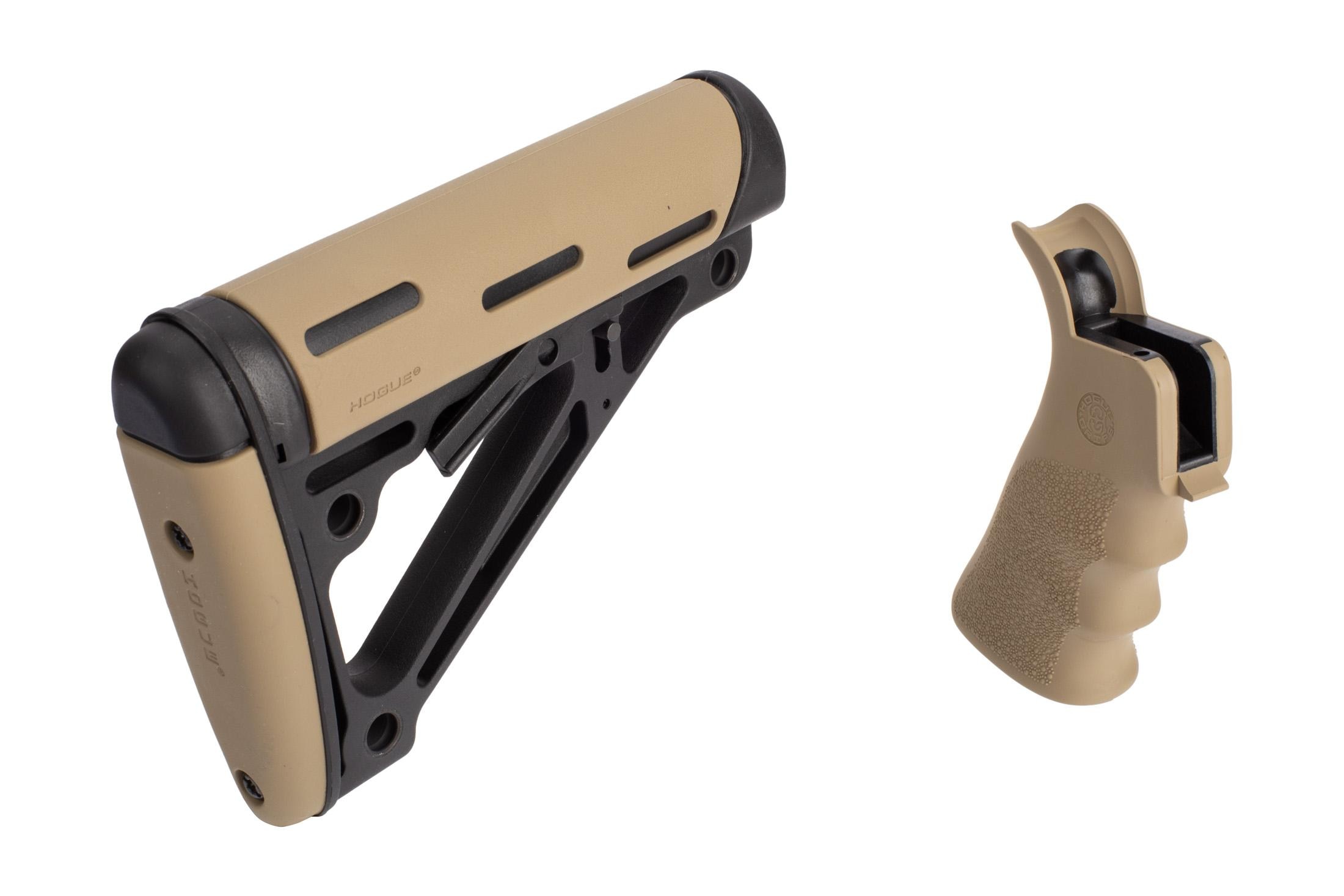Hogue AR15 Kit - Groove Beavertail Grip & OverMolded Stock - FDE